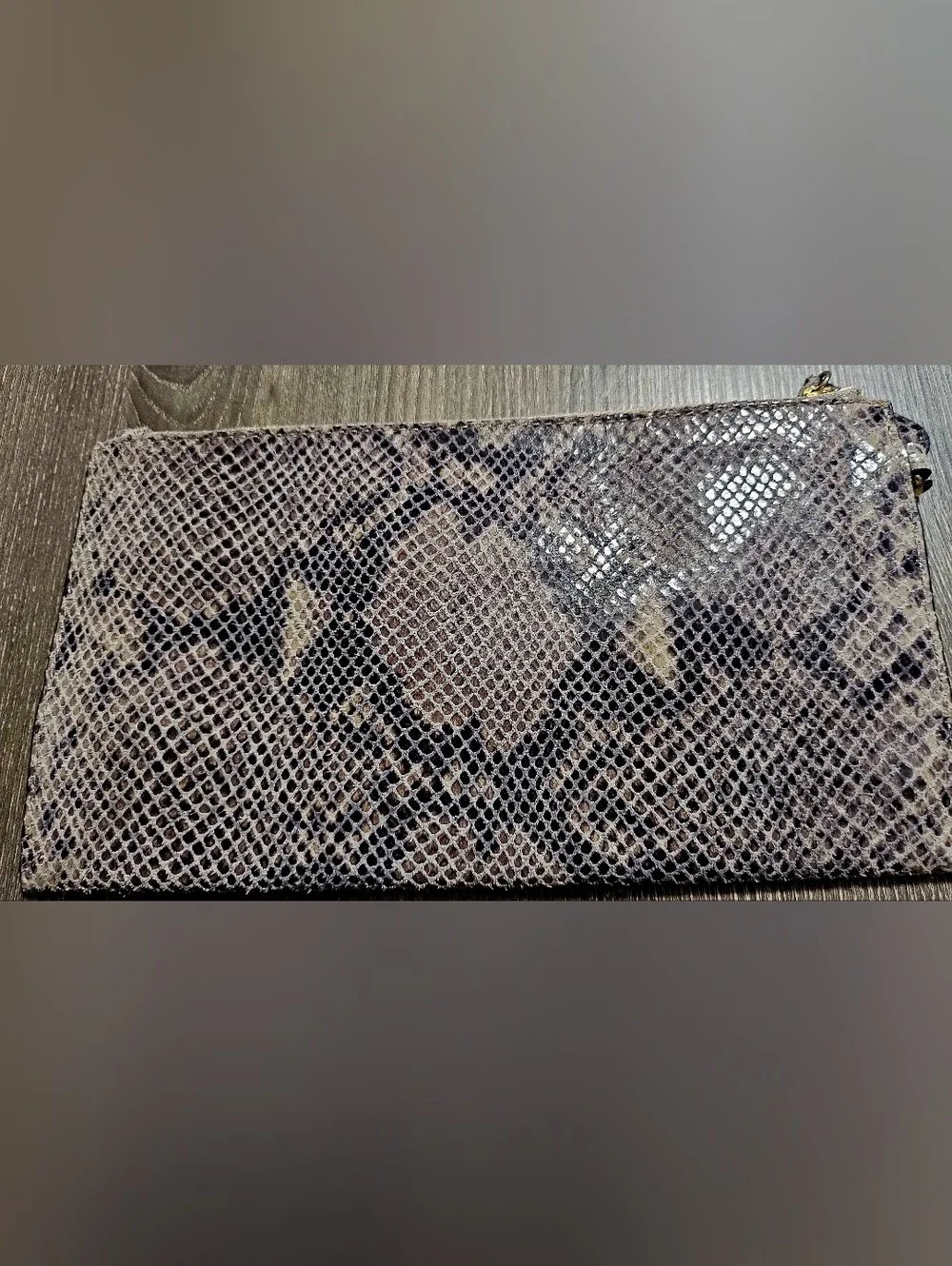 Authentic Michael Kors Snakeskin Large Wristlet Wallet with gold logo